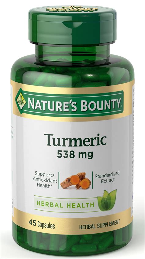 Natures Bounty Turmeric Herbal Supplement Capsules, 538mg, 45ct - Walmart.com