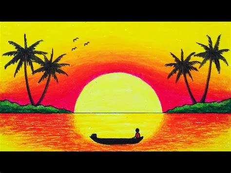 Top 134+ simple beach sunset drawing super hot - seven.edu.vn