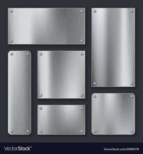 Metal plates steel plate stainless panel chrome Vector Image