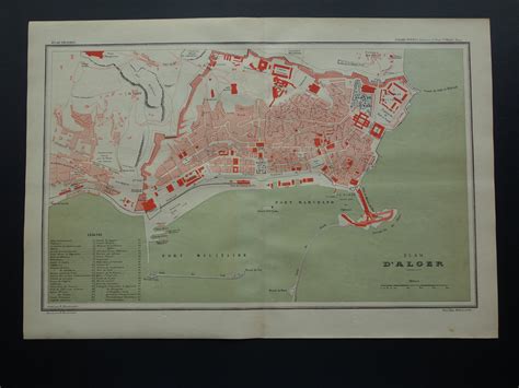 Old map of Algiers city plan Algeria 1896 original antique | Etsy