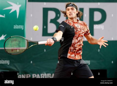 Greek tennis player Stefanos Tsitsipas in action at the French Open ...