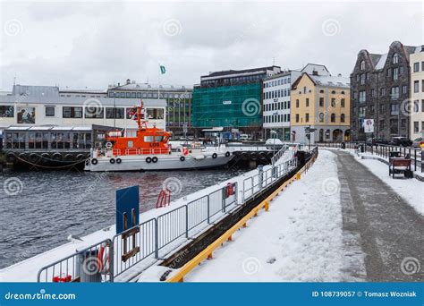 Boats in the Port of Alesund. Winter Landscape Editorial Photography - Image of attraction ...