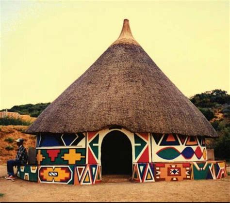 Ndebele house, Southern Africa | African hut, African house, Africa art