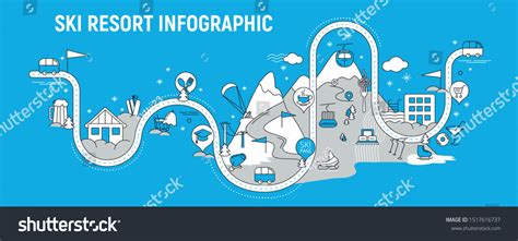 Ski Resort Line Icons Infographic Map Stock Vector (Royalty Free ...