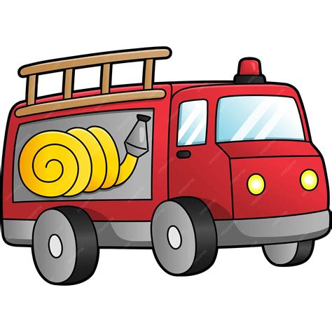 Premium Vector | Fire Truck Cartoon Clipart Colored Illustration