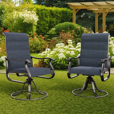 ECOPATIO Patio Swivel Chairs Set of 2, Outdoor Dining Chairs High Back ...