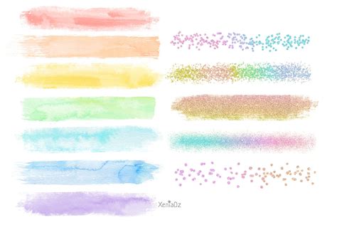 Rainbow Brush Strokes Clipart, Pastel Watercolor, PNG (725947 ...