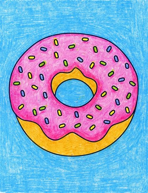 Easy How To Draw A Donut Tutorial And Donut Drawing Coloring Page Donut | My XXX Hot Girl