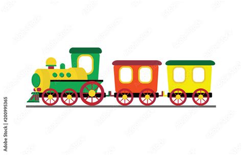 Cartoon toy train with colorful blocks isolated on white background ...