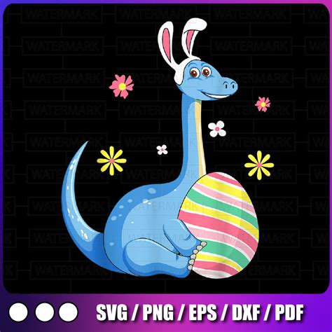 Easter Day T Rex Dino Rabbit Ears With Egg Png, Funny Dinosa - Inspire ...