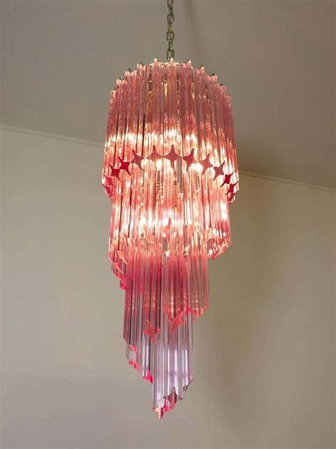 Murano Glass Spiral Chandelier, 54 Quadriedri Pink Prisms | Chandelier ...