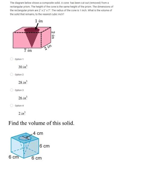 Solved The diagram below shows a composite solid. A cone has | Chegg.com