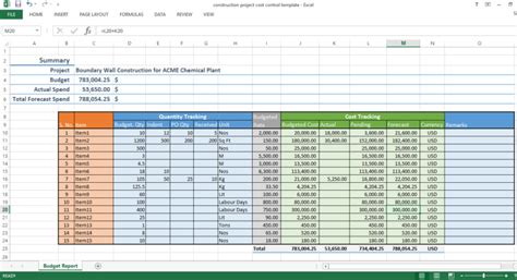 Construction project cost control - excel template - WorkPack