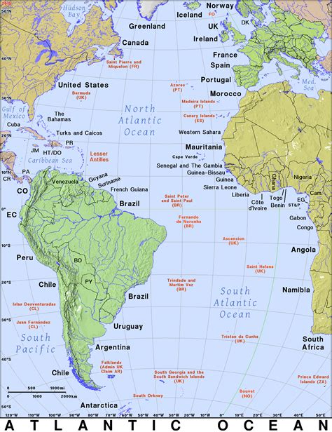 Map Of The Atlantic Ocean Islands - Cities And Towns Map