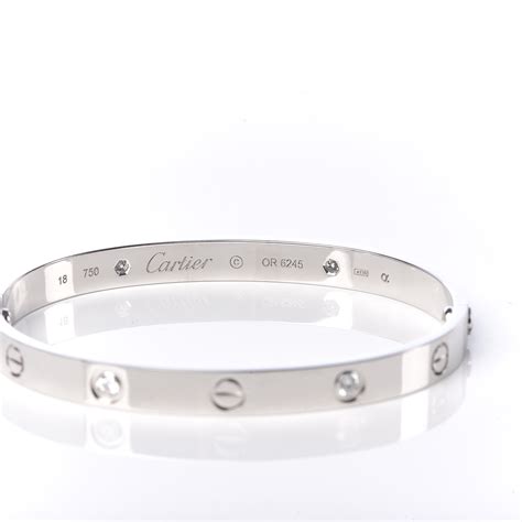 CARTIER 18K White Gold 4 Diamond LOVE Bracelet 18 489550 | FASHIONPHILE