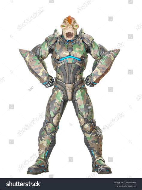 Reptilian Alien Soldier Mad Power Pose Stock Illustration 2300748931 | Shutterstock