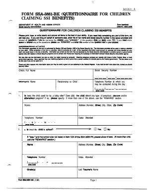 ssi benefits for children Forms and Templates - Fillable & Printable Samples for PDF, Word ...