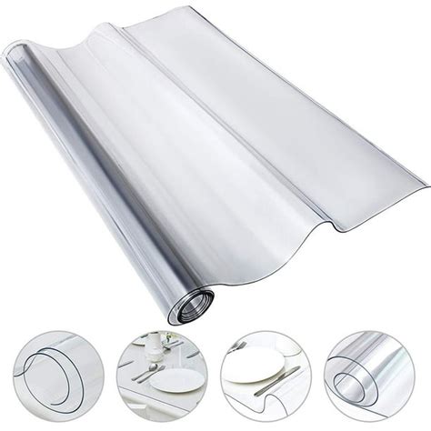 VEVOR 80 x 42 in Crystal Clear Tablecloth PVC 2mm Thick Table Cover ...