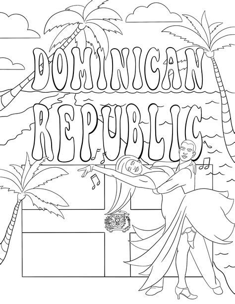 Dominican Republic Printable Coloring Page for Kids & Adults Instant ...