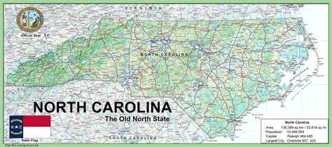 Amazon.com : North Carolina State Poster Map - 13.3 x 30 inches - Paper ...