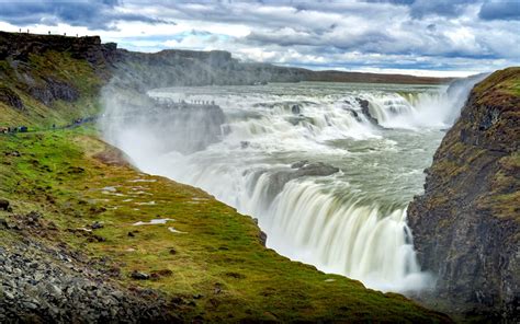 Gullfoss Waterfall In Iceland Desktop Wallpaper Hd Resolution ...