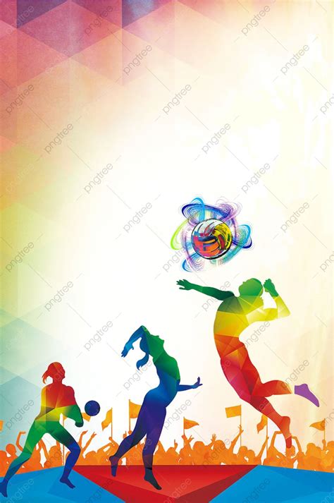 Hand Painted Cool Volleyball Sports Club Poster Background Material ...