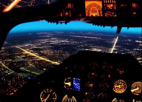 View of the city from a cockpit of a Boeing 747 at night : r/StableDiffusion