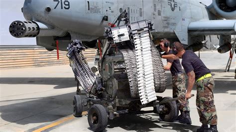 Reloading Monstrously Powerful US A-10 Warthog GAU-8 Gatling-Gun - YouTube