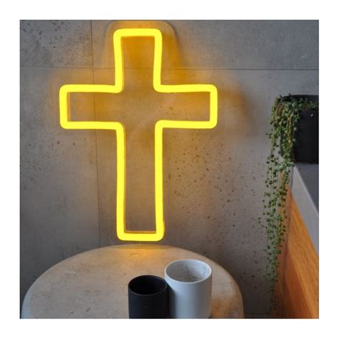 LED Neon Cross Sign | White or Yellow Neon Sign for Sale