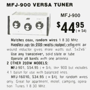 Antenna Tuner MFJ-16010 Amateur-D MFJ Enterprises; Starkville MS ...