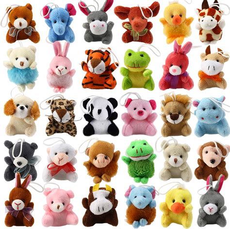 Mini juego de juguetes de peluche de 32 piezas, lindo llavero de felpa de animales pequeños ...