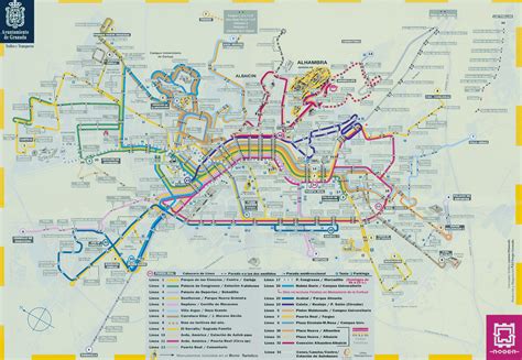 Líneas de Autobus urbano de Granada 2004 - Tamaño completo