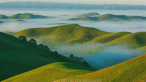 Aerial view of hills covered with fog during day time HD wallpaper | Wallpaper Flare