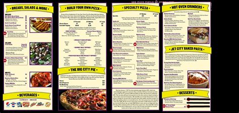 Menu at Jet City Pizza pizzeria, Marysville