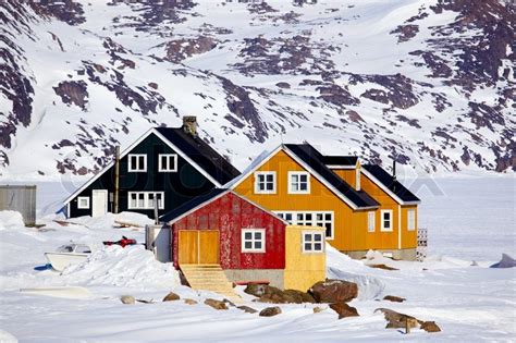 Traditional houses in Kulusuk village, ... | Stock image | Colourbox