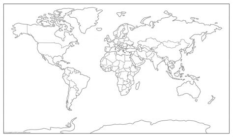 Simplified large world map outline - Cosmographics Ltd