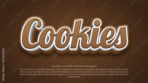 Cookies 3d style editable text effect Stock Vector | Adobe Stock