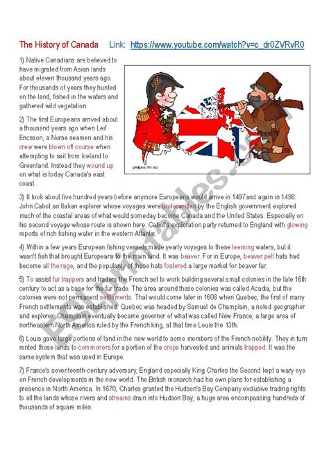 The History of Canada - ESL worksheet by richardtucker