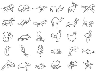 Single Line Drawing Animals