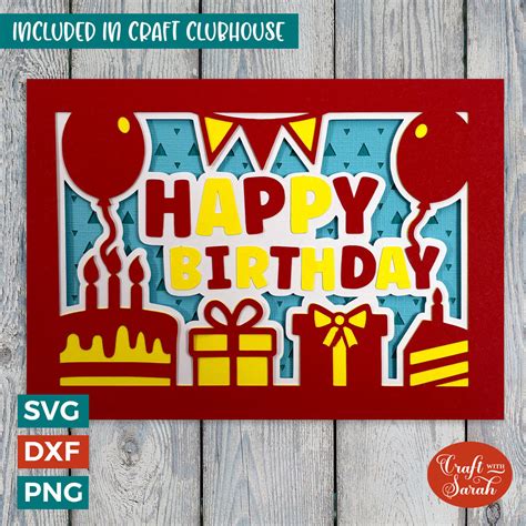 Happy Birthday Greetings Card Cut File – Craft with Sarah