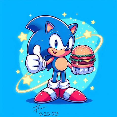 Sonic Holding a Burger! by MaxSonicFan on DeviantArt