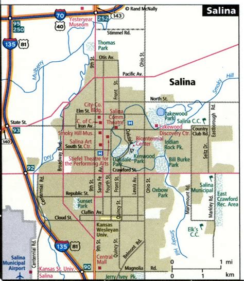 Salina city road map for truck drivers area town toll free highways map ...