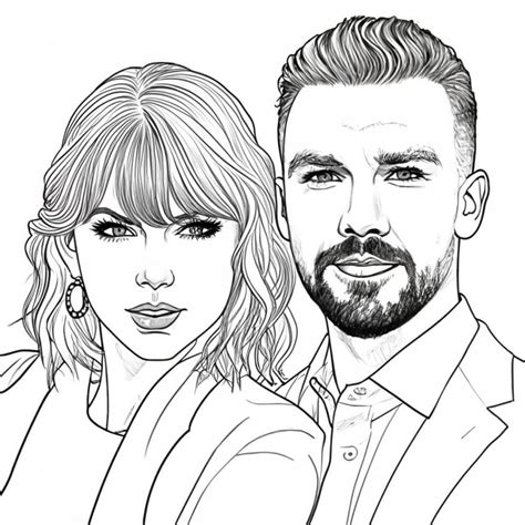 Taylor Swift with Travis Kelce coloring page - Download, Print or Color ...