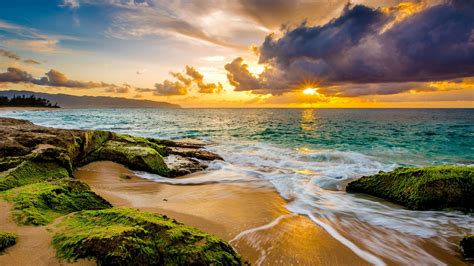 Fondos De Pantalla De Playas Playa Al Atardecer En Hawaii Fondo De ...