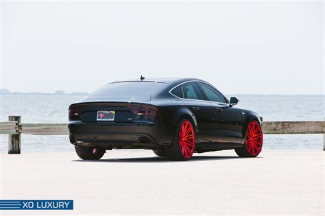 Black Audi A7 Fastback on Candy Red Custom Wheels — CARiD.com Gallery