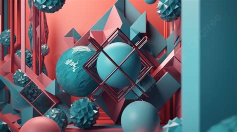 Abstract Geometric Shapes In A 3d Rendered Background, Render, 3d Render, 3d Geometric ...