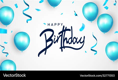 Happy birthday banner blue celebration background Vector Image