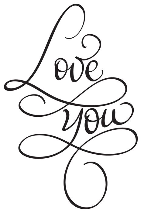 Love you words on white background. Hand drawn Calligraphy lettering Vector illustration EPS10 ...