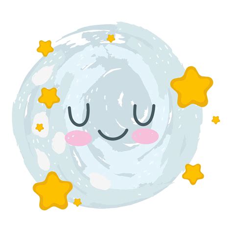 cute moon stars cartoon isolated white background 2491270 Vector Art at Vecteezy