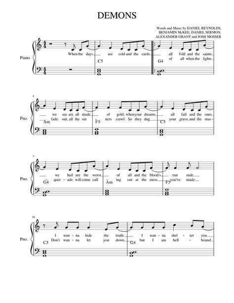 Demons Sheet music for Piano (Piano Duo) | Musescore.com